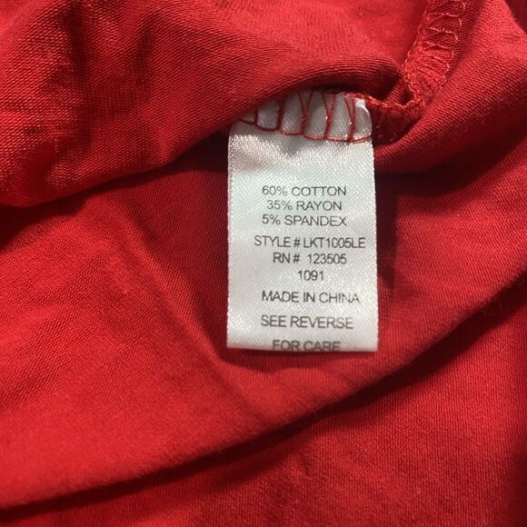 HEART & HIPS T-Shirt Cap Sleeve Graphic Beach Please Fitted Top Womens S Red - Picture 8 of 9